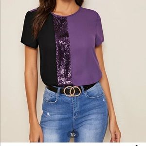 Purple Black Sequin SHEIN // SZ S